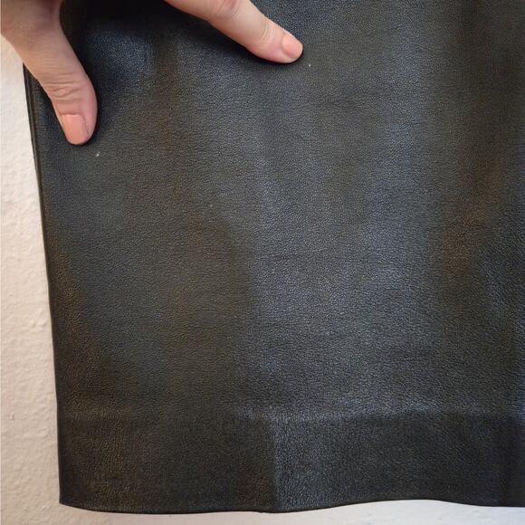 Vintage 90s Bebe Black Genuine Leather Trouser 4 Wide Leg Edgy Classic Wardrobe - Picture 11 of 14